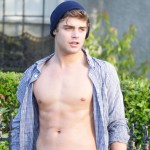 **EXCLUSIVE** Garrett Clayton, star of Disney’s ‘Teen Beach Movie,’ shows off his six pack abs while skateboarding in Los Angeles