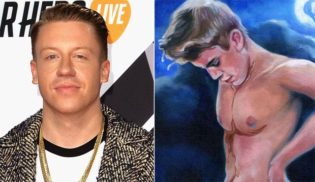  Macklemore compra quadro erótico de Justin Bieber equilibrando panqueca no pênis