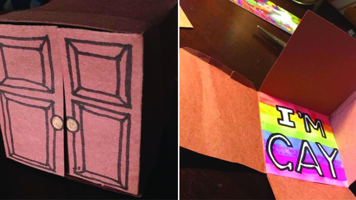  Jovem usa a criatividade e monta armário de papel para contar que é gay