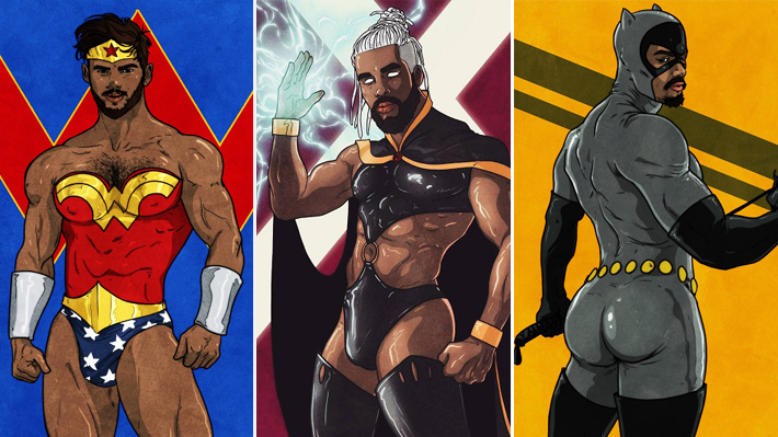 Heroínas viram homens sarados nas mãos de designer gráfico