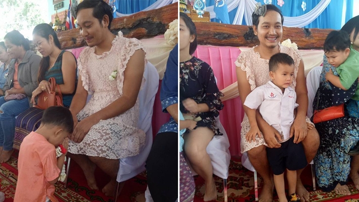  Pai solteiro usa vestido para ir em comemoração de Dia das Mães da escola dos filhos