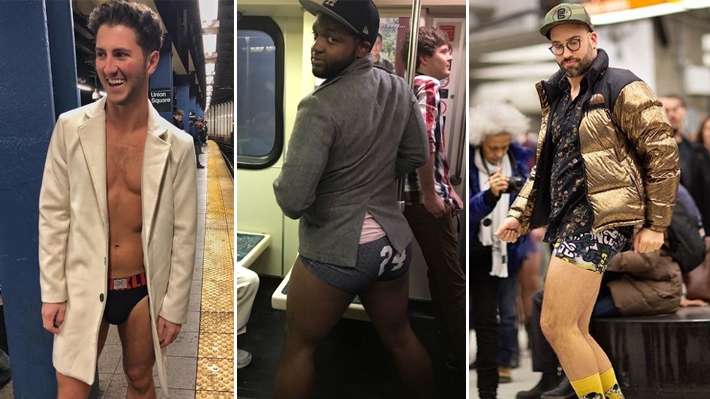  Centenas de pessoas enfrentam frio no “dia sem calças” no metrô de Nova York; confira fotos