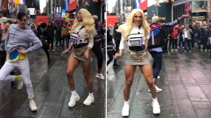 Pabllo Vittar para a Times Square com flash mob da coreografia de “Buzina”; confira