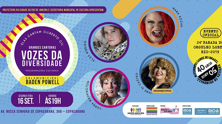  RJ: Evento com cantorxs LGBTs homenageando Gilberto Gil inaugura a semana cultural da Pride RJ