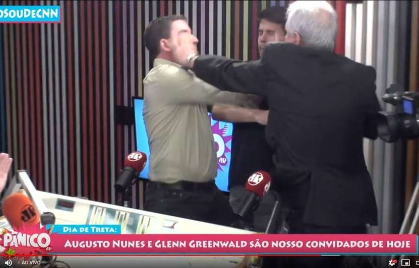  Jornalista Augusto Nunes agride Glenn Greenwald durante entrevista ao vivo