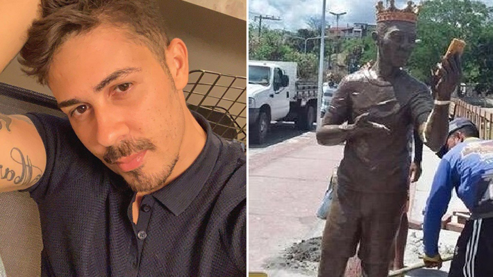 Moradores protestam e impedem instalação de estátua de Carlinhos Maia em cidade alagoana