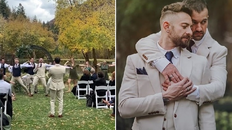  Casal gay viraliza na web após noivo surpreender parceiro com flashmob de “Stupid Love“ em casamento