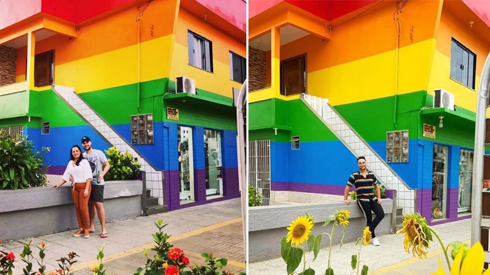  Mãe pinta casa com as cores do arco-íris para homenagear filho gay: “É um ato de coragem e de amor”