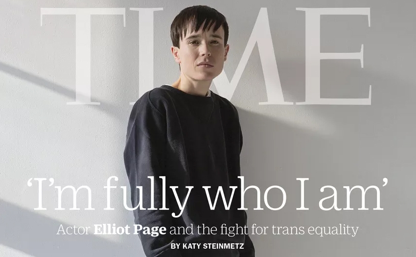  Ator Elliot Page é o primeiro homem trans na capa da revista “Time”