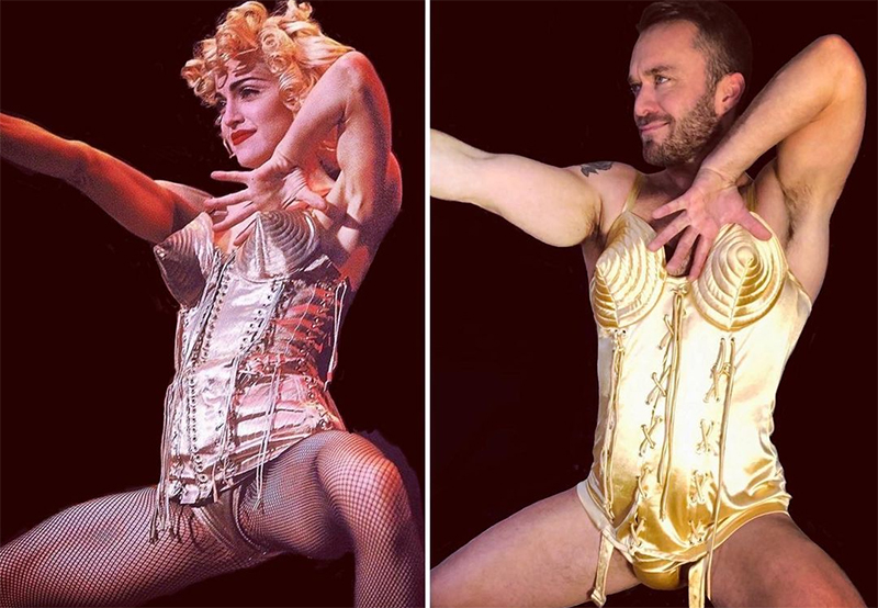 Fã de Madonna, comissário de bordo faz sucesso no Instagram imitando fotos icônicas da rainha do pop