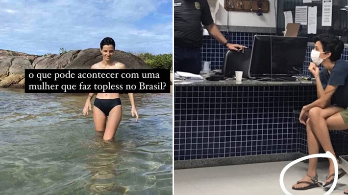 Ex de Camila Pitanga é algemada e levada à delegacia por fazer topless em praia do Espírito Santo