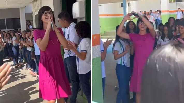  Professora recebe homenagem de alunos após ser vítima de transfobia em loja de moda evangélica no Ceará