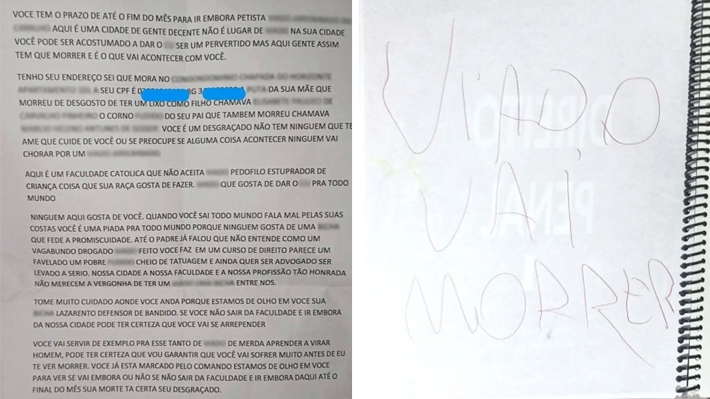  Estudante recebe carta com ameaças de morte e frases homofóbicas dentro de universidade de Mato Grosso