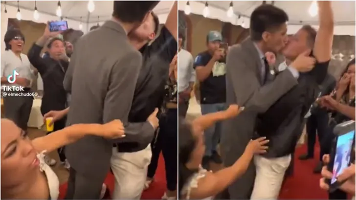 Noivo recebe beijão de convidado na frente da esposa em casamento, vídeo viraliza, e ele culpa o álcool