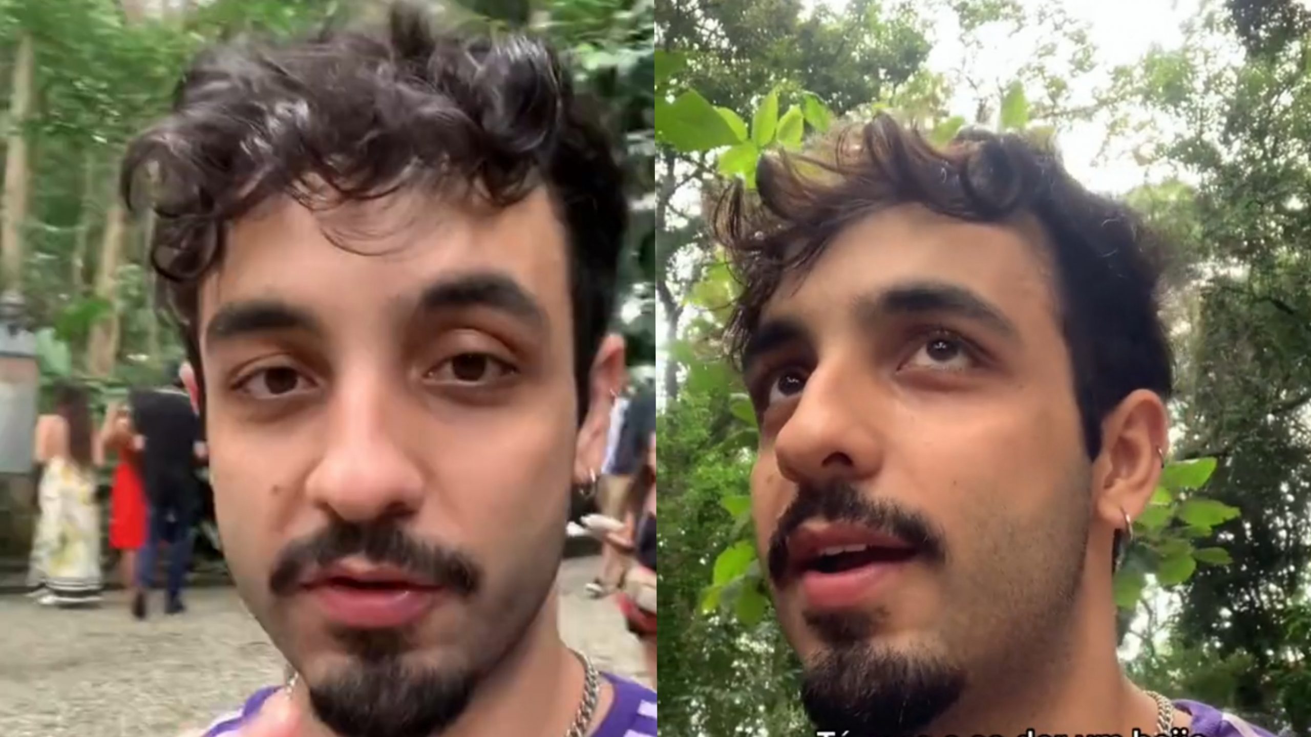 Tiktoker pede beijo triplo a casal gay, leva fecho e sai de fininho, assista Beijo triplo