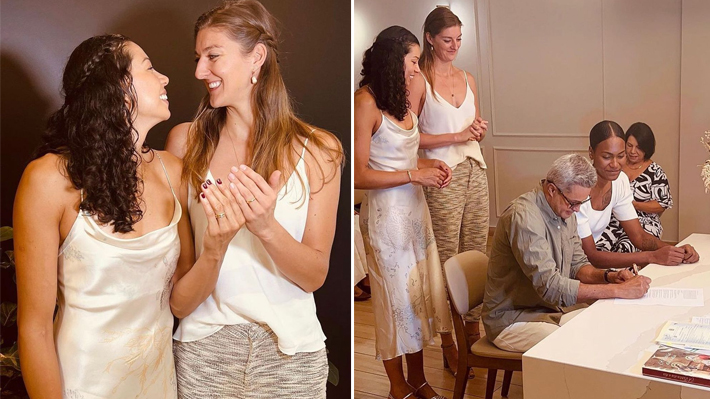 Juntas desde 2016, jogadoras de vôlei Ana Carolina e Anne Buijs se casam em cerimônia restrita