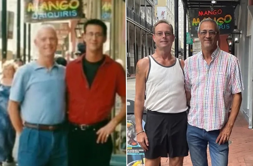  Casal recria foto 23 anos depois e mostra que relacionamento gay não é só uma fase