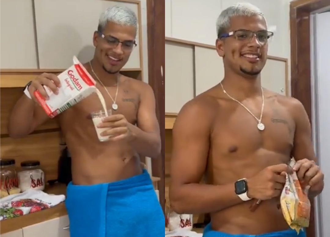 Influenciador viraliza batendo um bolo de toalha, literalmente