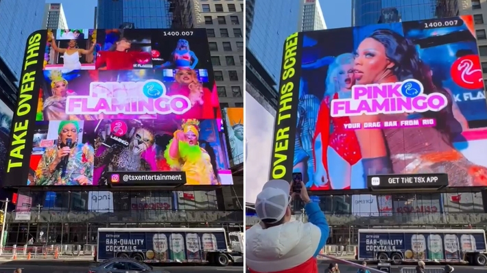  Pink Flamingo ganha projeção na Times Square e celebra a arte drag carioca em Nova York