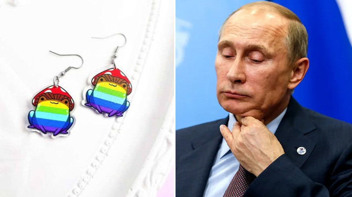 A nova Rssia de Putin: Mulher recebe pena de priso por usar brincos de sapo  arco-ris | Pheeno