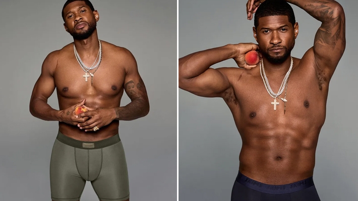  Saborosíssimo, Usher fica só de cueca em nova campanha da marca de Kim Kardashian
