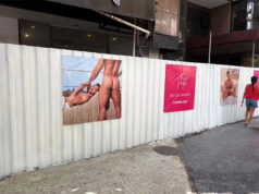 Futuro hotel LGBTQIA+ em Ipanema chama atenção com cartazes ousados nos tapumes