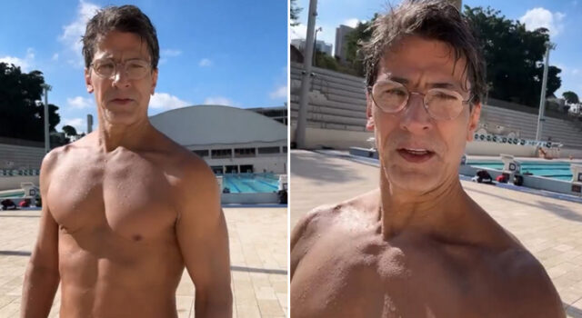 Ator Leonardo Brício surge de sunga vermelha aos 62 anos e fãs não perdoam: “Continua saborosíssimo”