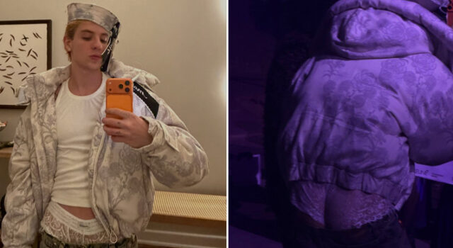 Juliano Floss deixa cueca de renda à mostra em look para desfile e vira motivo de piada nas redes