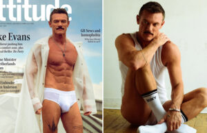 Aos 47 anos, Luke Evans posa só de cueca branca justinha em ensaio sensual para a revista Attitude