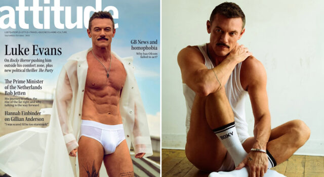 Aos 47 anos, Luke Evans posa só de cueca branca justinha em ensaio sensual para a revista Attitude