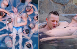 Refúgio reúne homens só de cueca em piscina para exercício emocional e internet questiona: “Que tipo de retiro é esse?”