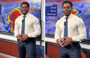 Meteorologista viraliza com previsão do tempo, mas volume na calça rouba a cena: “Tempestade enorme”